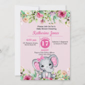 Cute Elephant Baby shower Invitation Kaart (Voorkant)