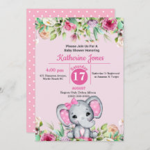Cute Elephant Baby shower Invitation