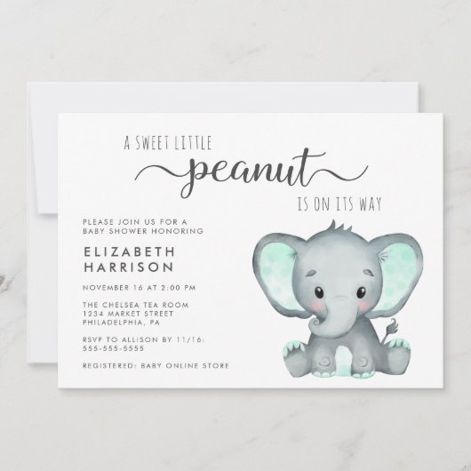 Cute Elephant Baby shower Kaart (Voorkant)