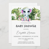 Cute Elephant Baby shower Kaart (Voorkant / Achterkant)