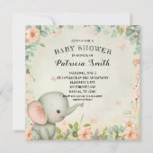 Cute Elephant Baby shower Kaart (Voorkant)