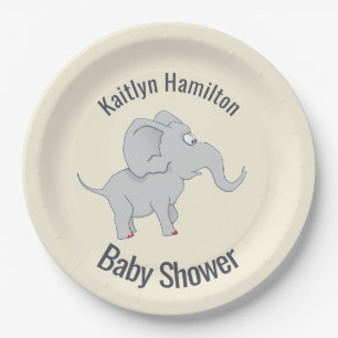Cute Elephant Baby shower Pachyderm Papieren Bordje