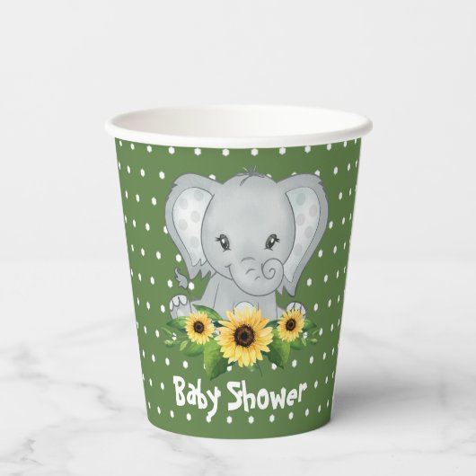 Cute Elephant Baby shower Papieren Bekers (Achterkant)