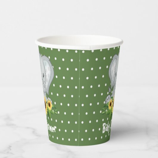 Cute Elephant Baby shower Papieren Bekers (Rechts)