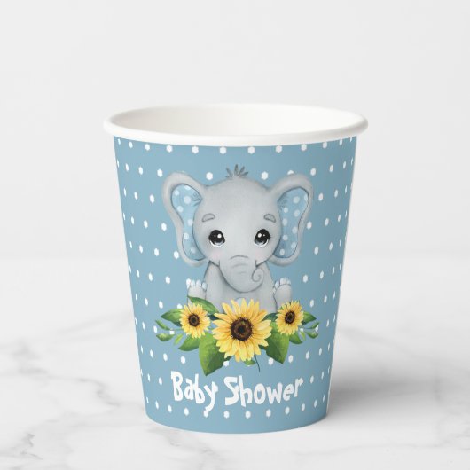 Cute Elephant Baby shower Papieren Bekers (Achterkant)