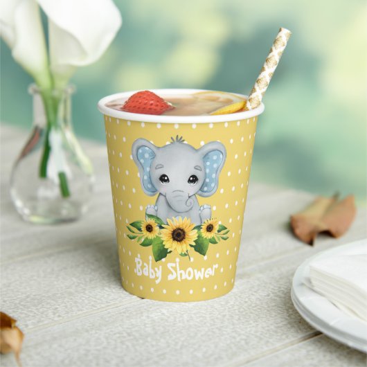 Cute Elephant Baby shower Papieren Bekers (Insitu)