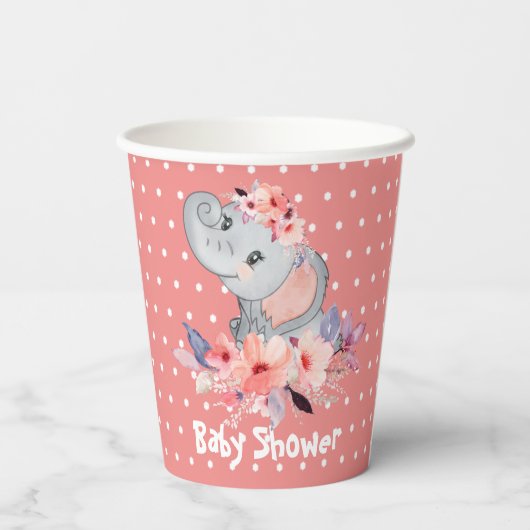 Cute Elephant Baby shower Papieren Bekers (Achterkant)