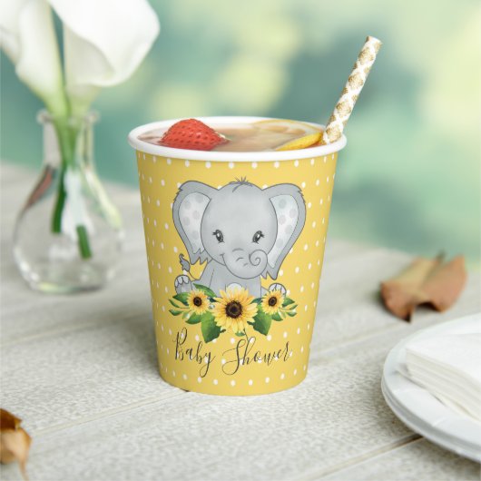 Cute Elephant Baby shower Papieren Bekers (Insitu)