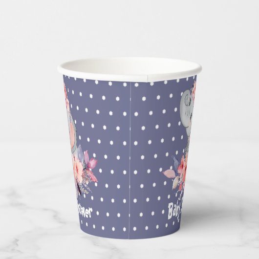 Cute Elephant Baby shower Papieren Bekers (Rechts)