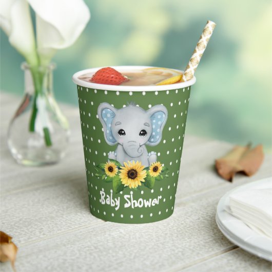 Cute Elephant Baby shower Papieren Bekers (Insitu)