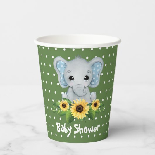 Cute Elephant Baby shower Papieren Bekers (Achterkant)