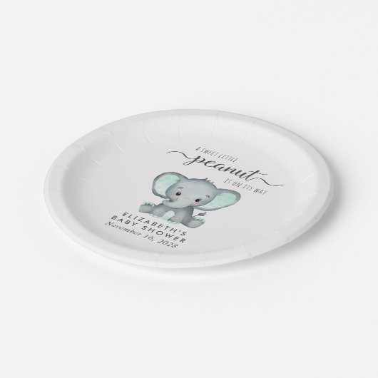 Cute Elephant Baby shower Papieren Bordje (Gekanteld)