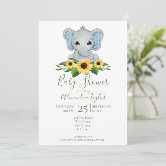 Cute Elephant Baby shower Persoonlijk Kaart (Staand voorkant)