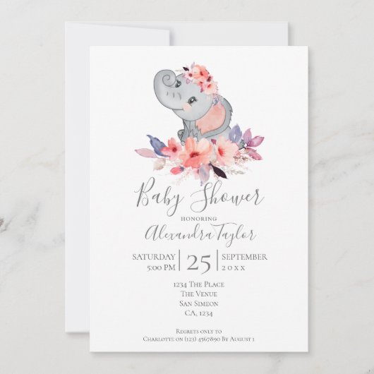Cute Elephant Baby shower Persoonlijk Kaart (Voorkant)
