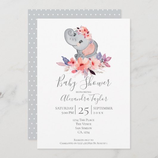 Cute Elephant Baby shower Persoonlijk Kaart (Voorkant / Achterkant)