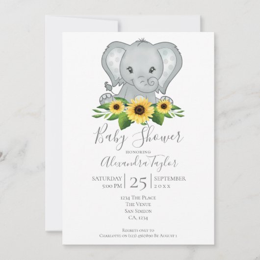 Cute Elephant Baby shower Persoonlijk Kaart (Voorkant)