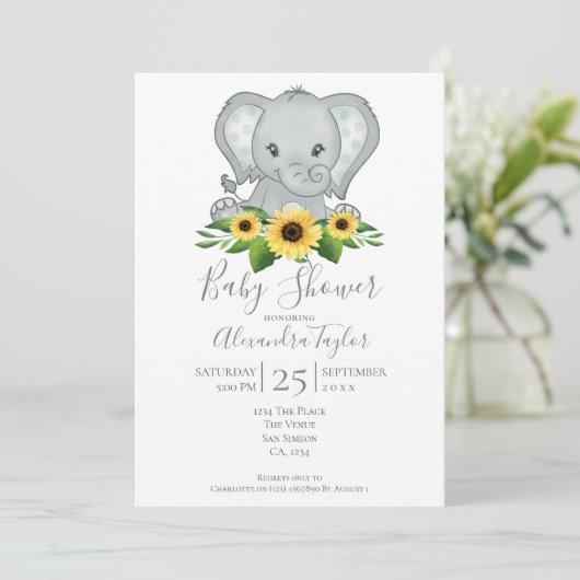Cute Elephant Baby shower Persoonlijk Kaart (Staand voorkant)