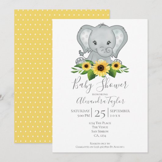 Cute Elephant Baby shower Persoonlijk Kaart (Voorkant / Achterkant)