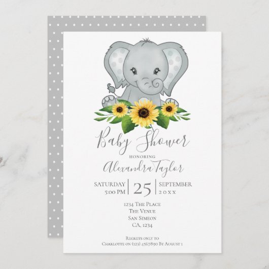 Cute Elephant Baby shower Persoonlijk Kaart (Voorkant / Achterkant)