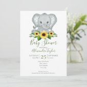 Cute Elephant Baby shower Persoonlijk Kaart (Staand voorkant)