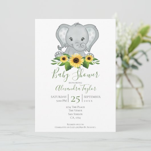 Cute Elephant Baby shower Persoonlijk Kaart (Staand voorkant)