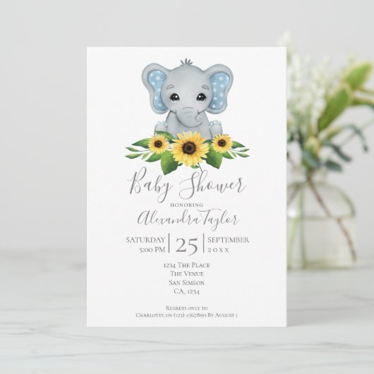 Cute Elephant Baby shower Persoonlijk Kaart (Staand voorkant)