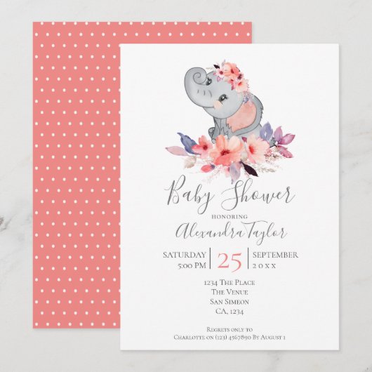 Cute Elephant Baby shower Persoonlijk Kaart (Voorkant / Achterkant)