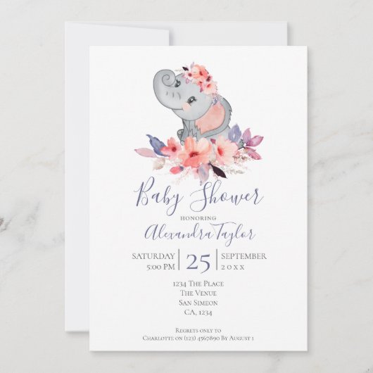 Cute Elephant Baby shower Persoonlijk Kaart (Voorkant)