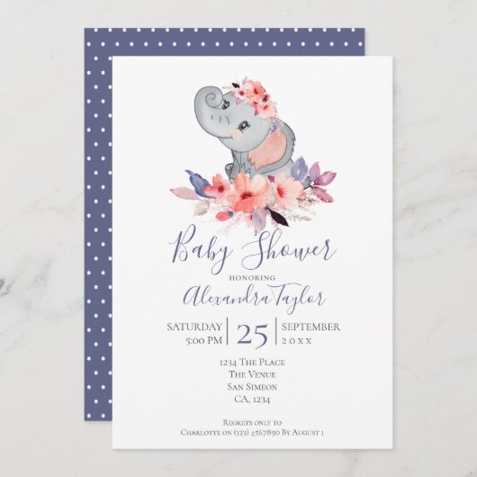 Cute Elephant Baby shower Persoonlijk Kaart (Voorkant / Achterkant)