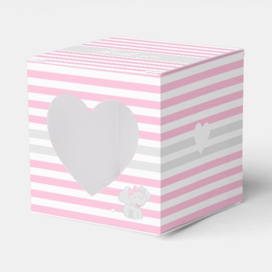 Cute Elephant Baby shower Pink Favor Box Bedankdoosjes (Voorkant Zijde)