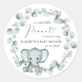 Cute Elephant Baby shower Ronde Sticker (Voorkant)