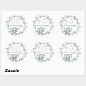 Cute Elephant Baby shower Ronde Sticker (Vel)