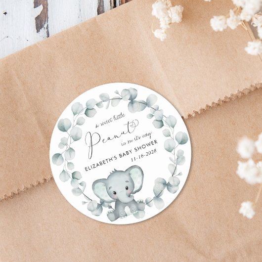 Cute Elephant Baby shower Ronde Sticker