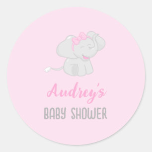 Cute Elephant Baby shower Roze Ronde Sticker