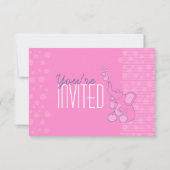 Cute Elephant baby shower  roze uitnodiging (Achterkant)