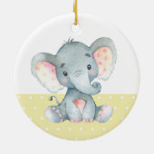 Cute Elephant Baby shower Yellow Keramisch Ornament (Achterkant)