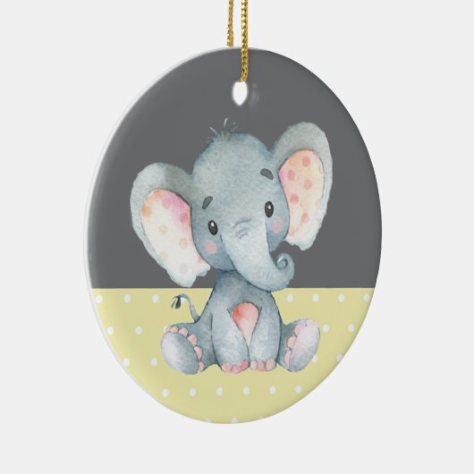 Cute Elephant Baby shower Yellow Keramisch Ornament (Rechts)