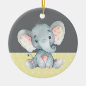 Cute Elephant Baby shower Yellow Keramisch Ornament (Voorkant)