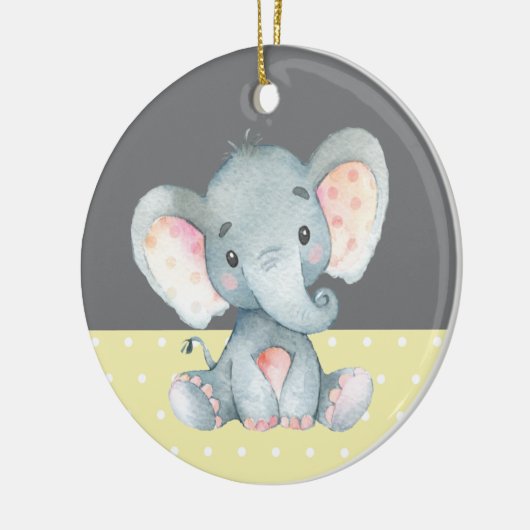 Cute Elephant Baby shower Yellow Keramisch Ornament (Links)
