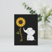 Cute Elephant Baby Sunflower Sunshine Briefkaart (Staand voorkant)