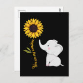 Cute Elephant Baby Sunflower Sunshine Briefkaart (Voorkant / Achterkant)