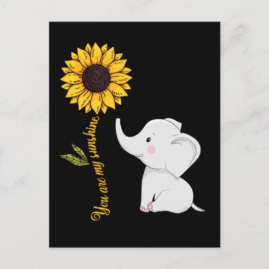 Cute Elephant Baby Sunflower Sunshine Briefkaart (Voorkant)