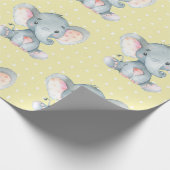 Cute Elephant Baby Yellow en Grey Cadeaupapier (Hoek)