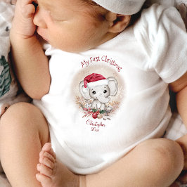 Cute Elephant Baby's First Kerstman Baby Bodysuit