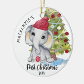 Cute Elephant Baby's First Kerstman op maat Keramisch Ornament (Links)