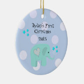 Cute Elephant Baby's First Kerstmis Keramisch Ornament (Rechts)