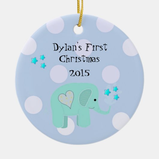 Cute Elephant Baby's First Kerstmis Keramisch Ornament (Voorkant)