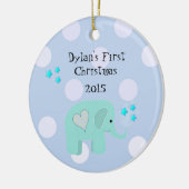 Cute Elephant Baby's First Kerstmis Keramisch Ornament (Links)