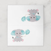 Cute Elephant Ballon Blue Place Card Plaatskaartje (Buitenkant ongevouwen)