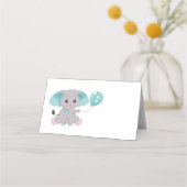 Cute Elephant Ballon Blue Place Card Plaatskaartje (Achterkant)